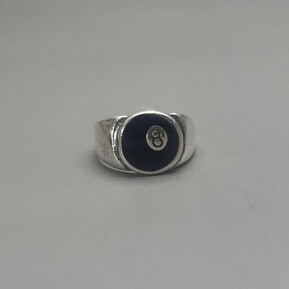 Other Other - y2k vintage silver and black 8-ball ring